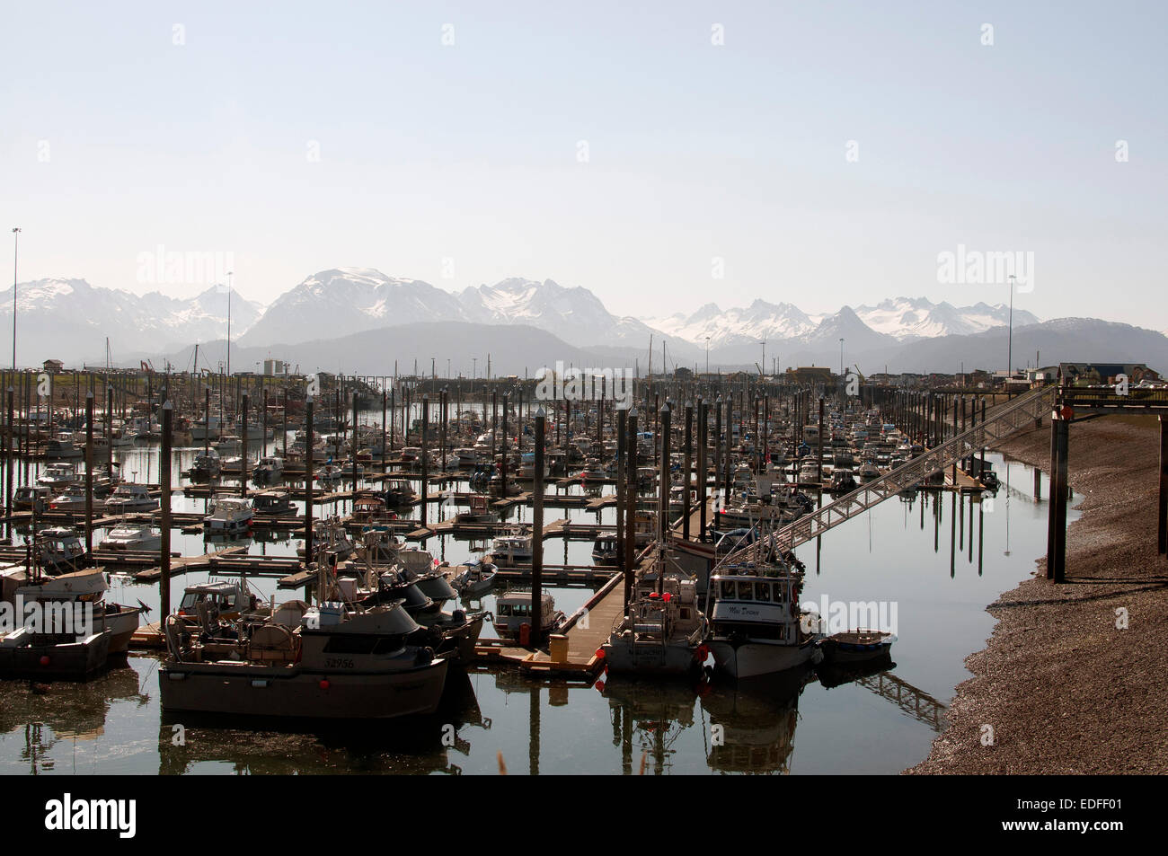 Barche nel porto di Homer Alaska Foto Stock