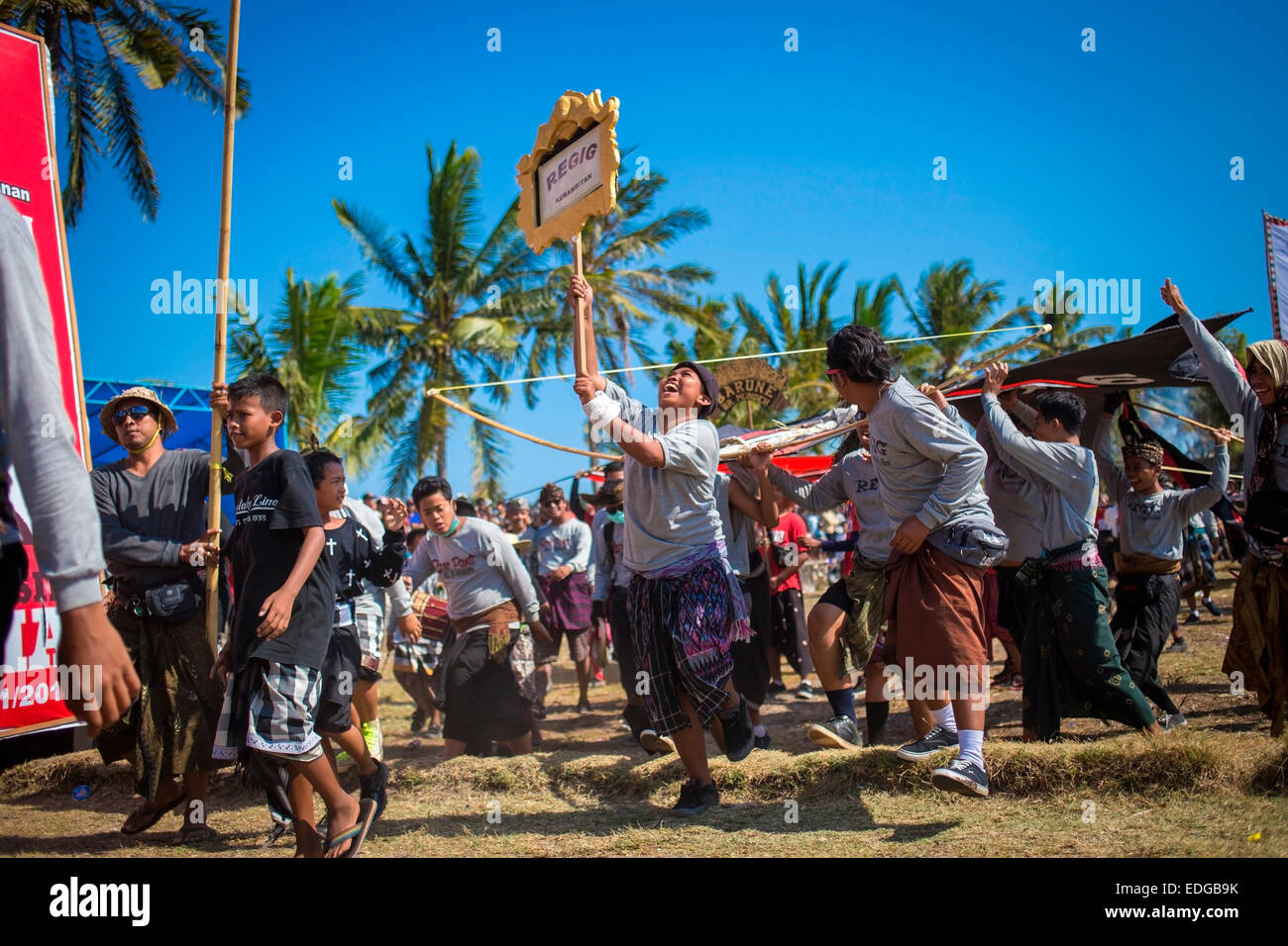 Festival annuale di aquiloni tradizionali di Bali.Indonesia. Foto Stock
