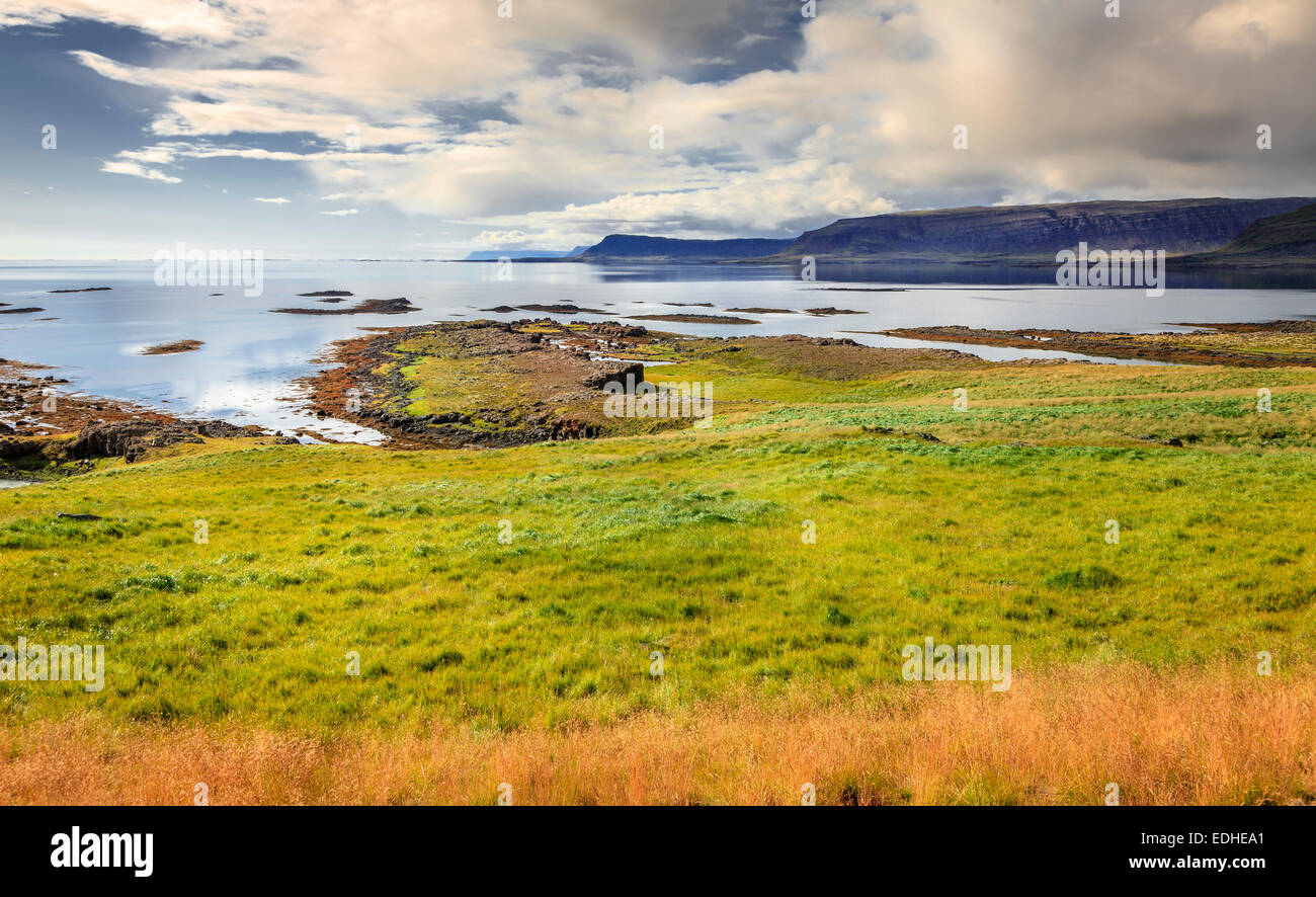 Vista panoramica del Westfjords in Islanda Foto Stock