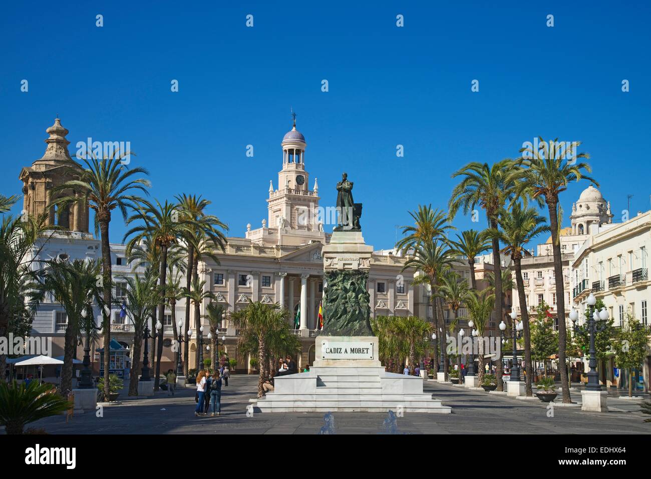 Plaza San Juan de Dios con il Municipio, Cadice, Costa de la Luz, Andalusia, Spagna Foto Stock