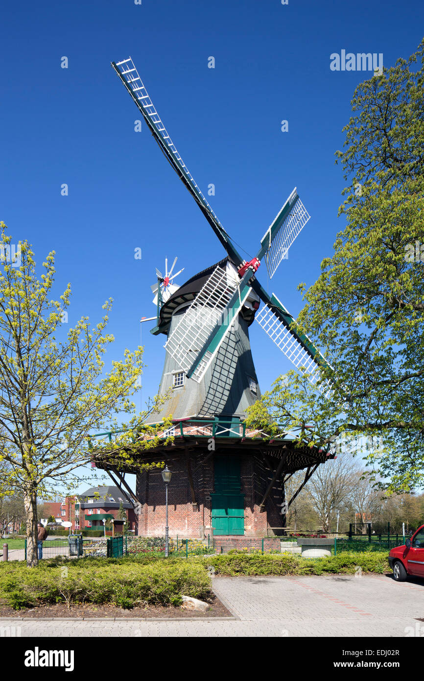 Mulino a vento "Kopperhörner Mühle', dal 1839, Wilhelmshaven, Bassa Sassonia, Germania Foto Stock
