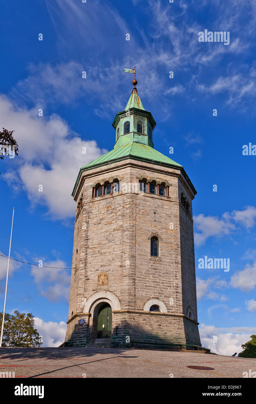 Valberg torre (circa 1853) di Stavanger in Norvegia. Utilizzato come sentinelle del fuoco post fino al 1922. Architetto Christian Heinrich Grosch Foto Stock