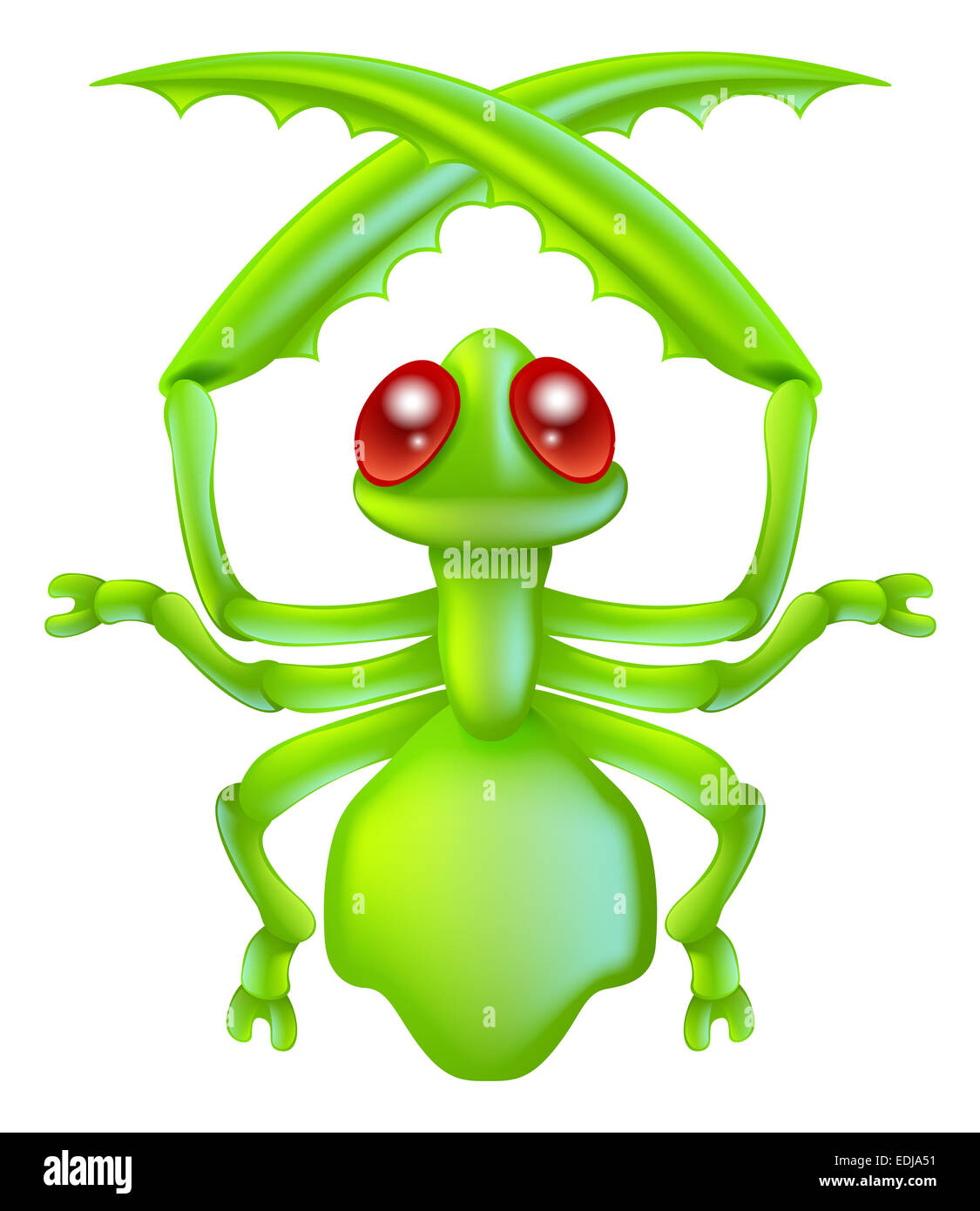 Cartoon illustrazione della mantide divertente personaggio di insetto Foto stock