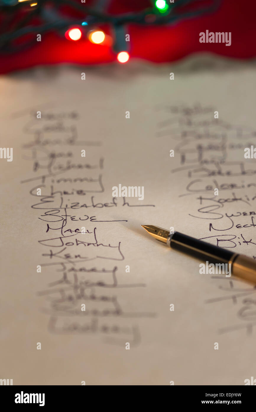 Still Life of Babbo Natale 'Cursive Handwritten List Foto Stock
