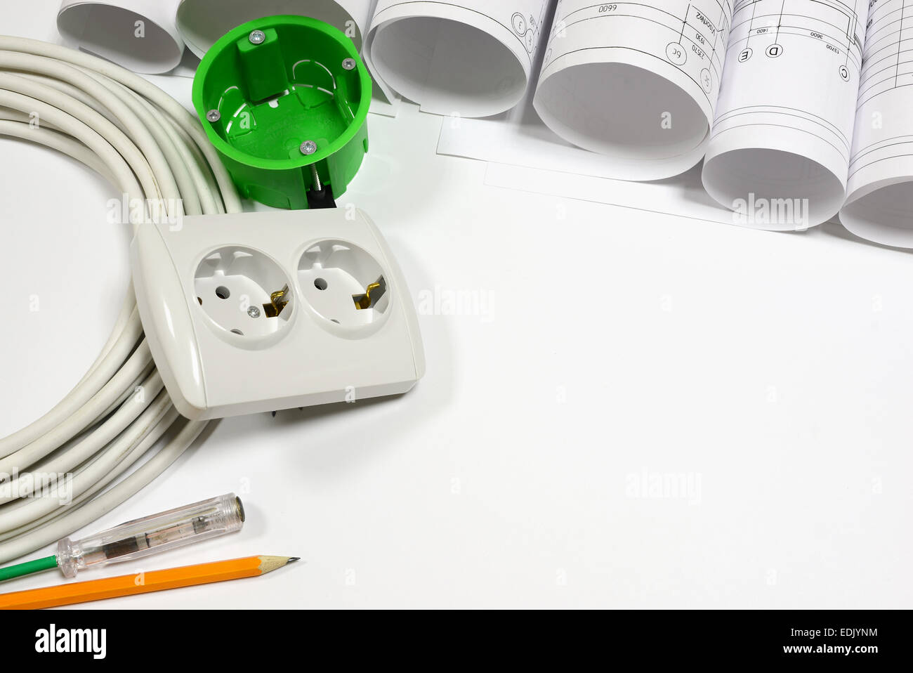 Rulli di stiro, elettriche strumenti hardware e composizione degli apparecchi Foto Stock