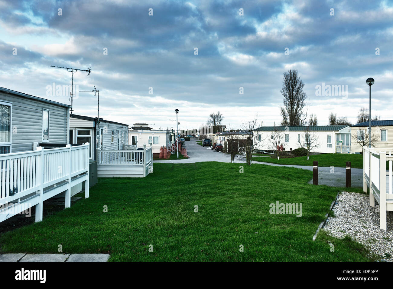 Case mobili in California, Norfolk Foto Stock