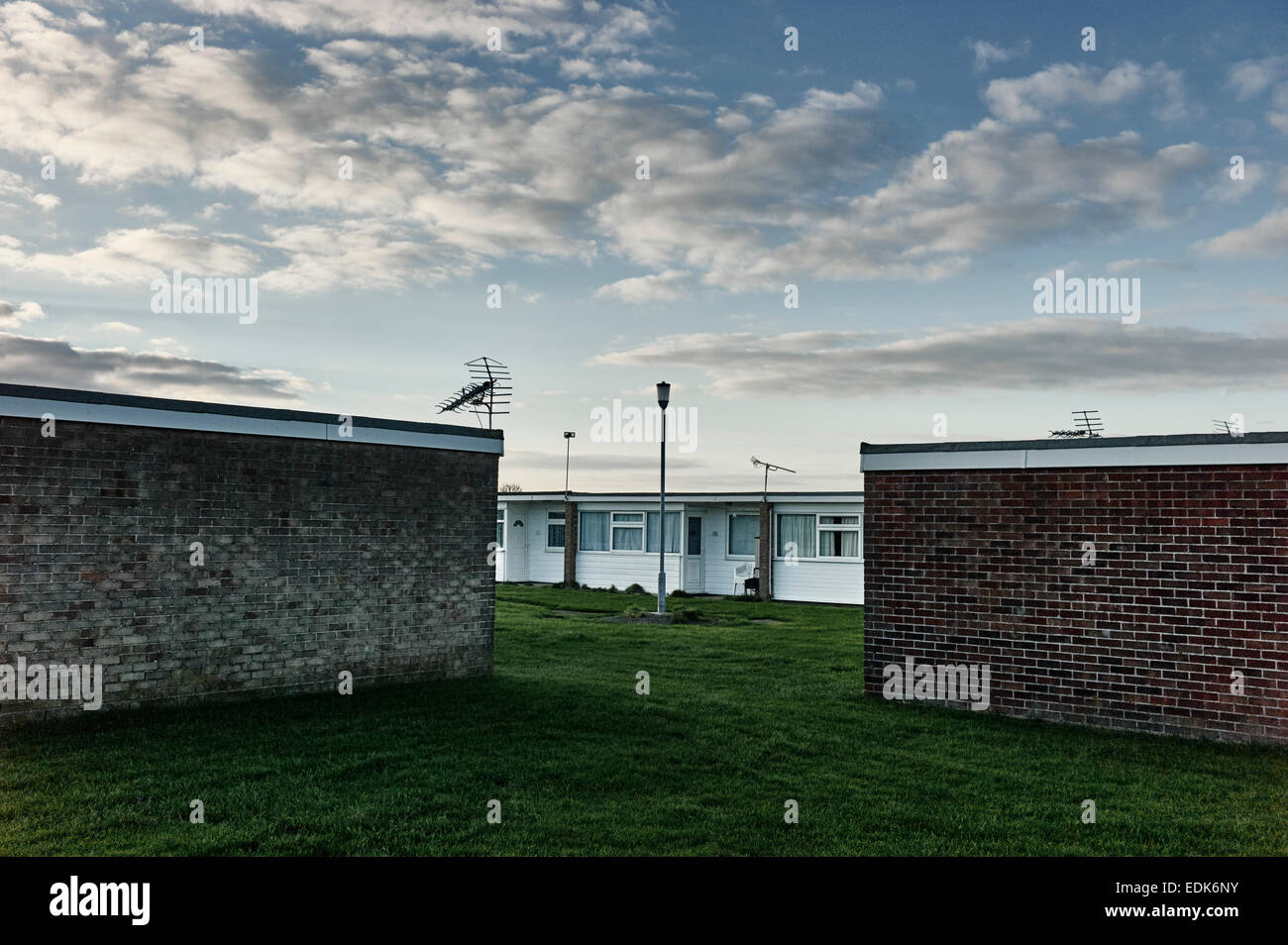 Chalets in California, Norfolk Foto Stock