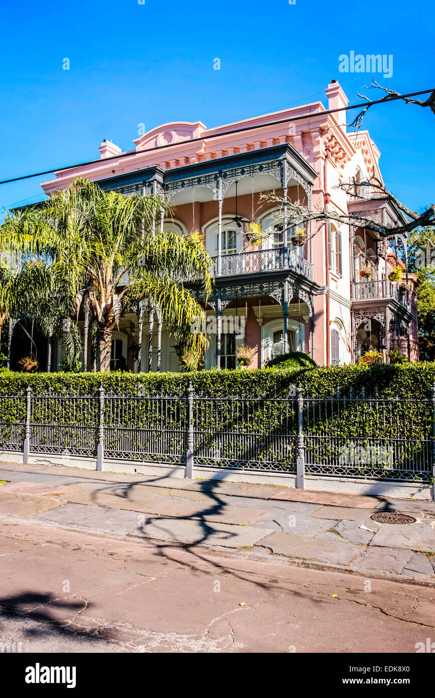 Stile coloniale francese casa nel Garden District di New Orleans LA Foto Stock