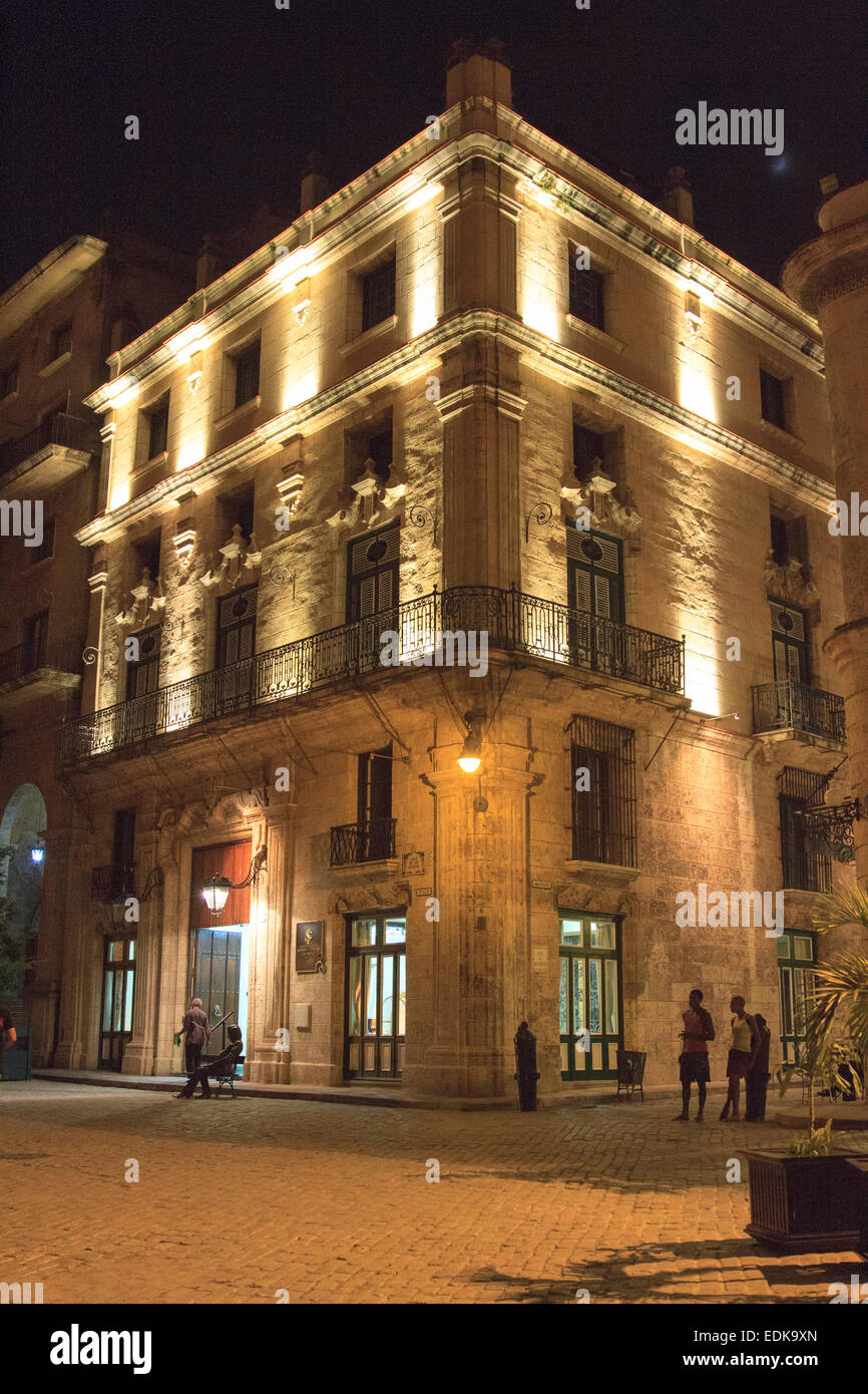 Plaza Vieja, Avana di notte Foto Stock