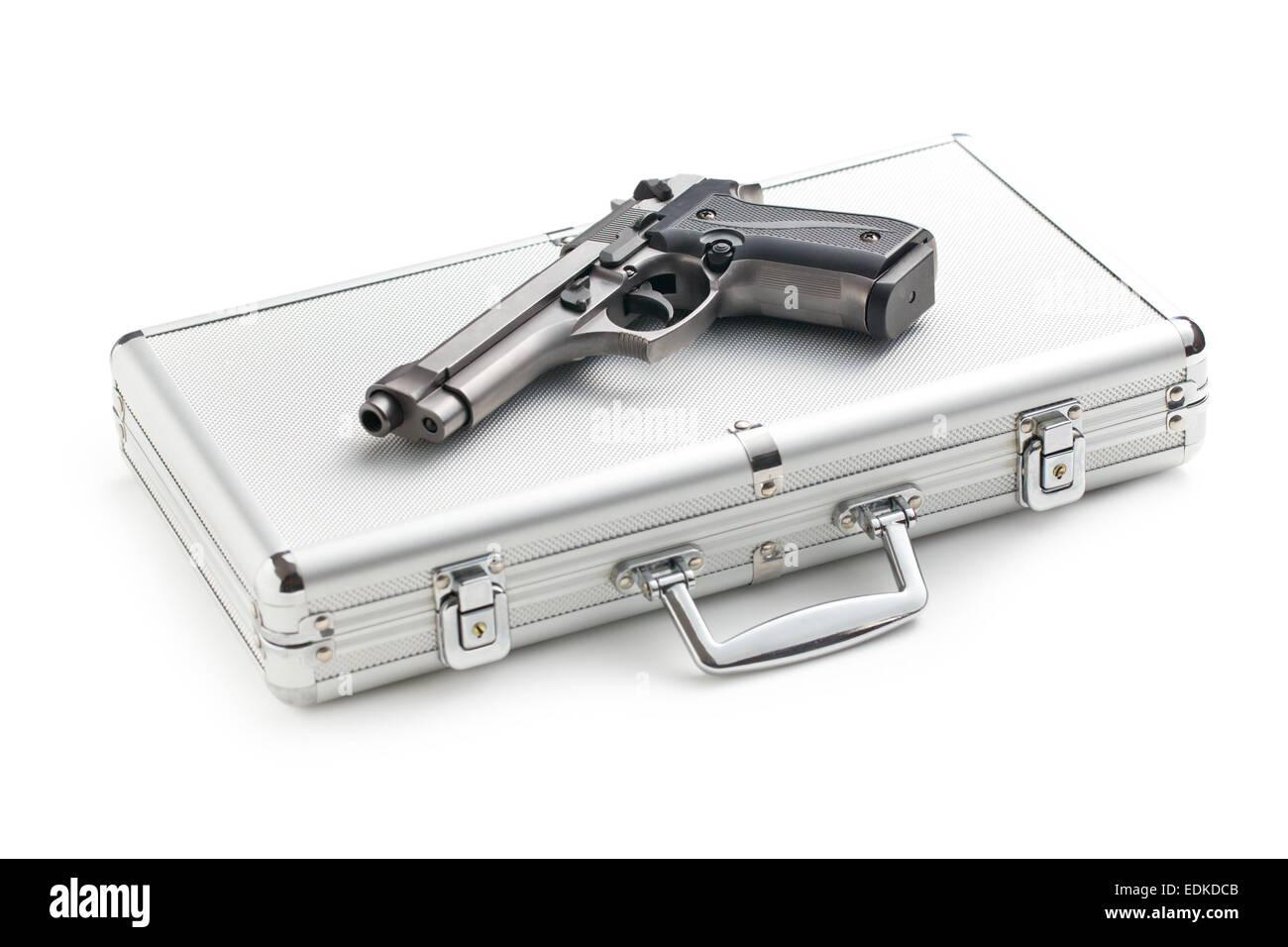 La pistola sul case in alluminio Foto Stock