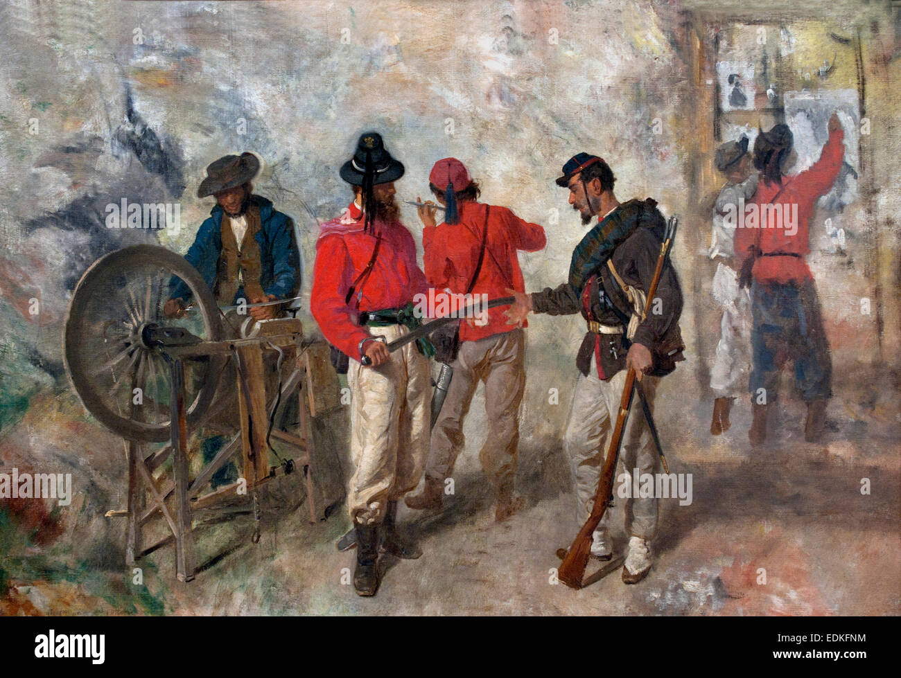 Garibaldini (Garibaldi volontari) il giorno prima della battaglia - Ritratti 1860 da Filippo Palizzi (1818 - 1899) Italia Italiano Foto Stock