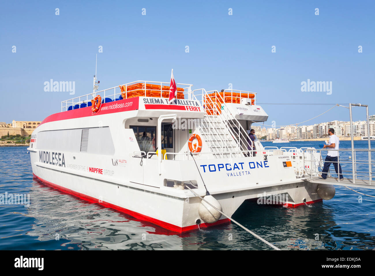 Sliema Valletta traghetto Porto di Marsamxett Valletta Malta EU Europe Foto Stock