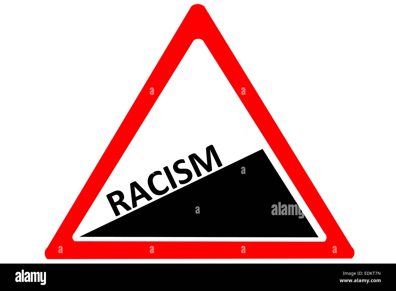 Il razzismo crescente attenzione cartello stradale isolato su sfondo bianco Foto Stock