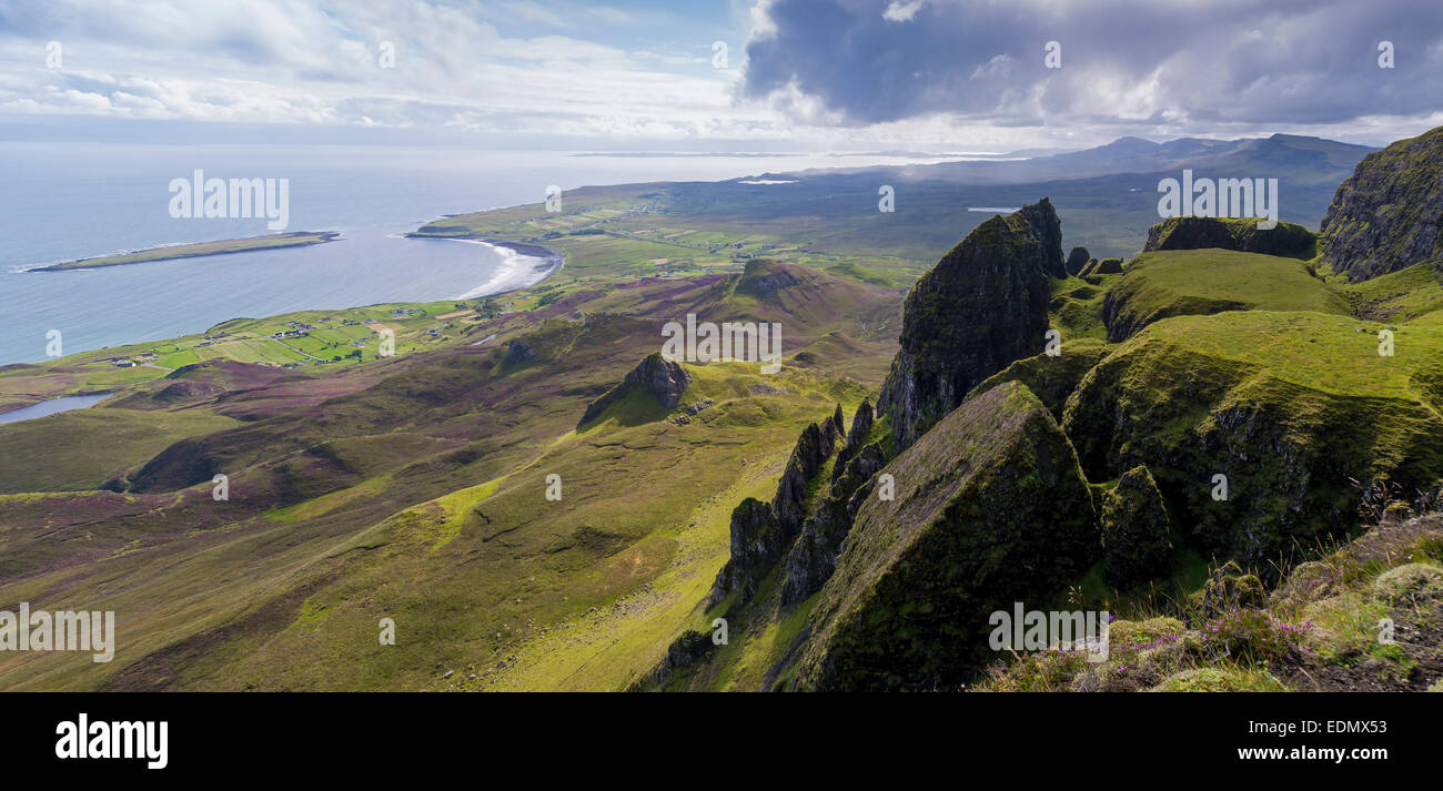 La Quiraing Isola Skye panorama dalla tabella staffin Foto Stock