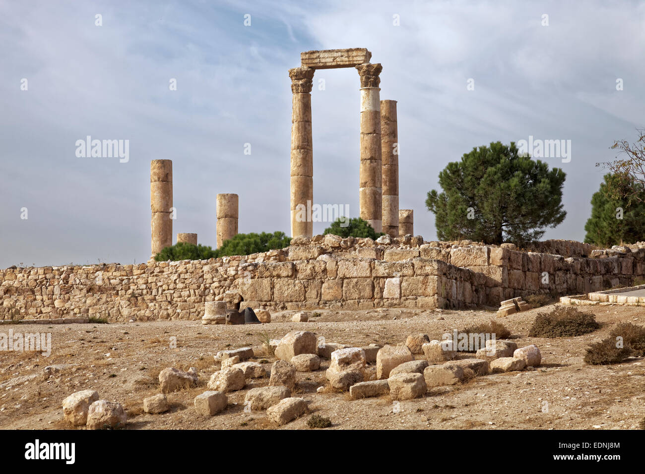Tempio di Ercole, Jabal el Qala, cittadella di Amman, rovine, colonne, Amman, Giordania Foto Stock