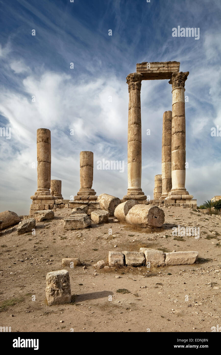 Tempio di Ercole, Jabal el Qala, cittadella di Amman, rovine, colonne, Amman, Giordania Foto Stock