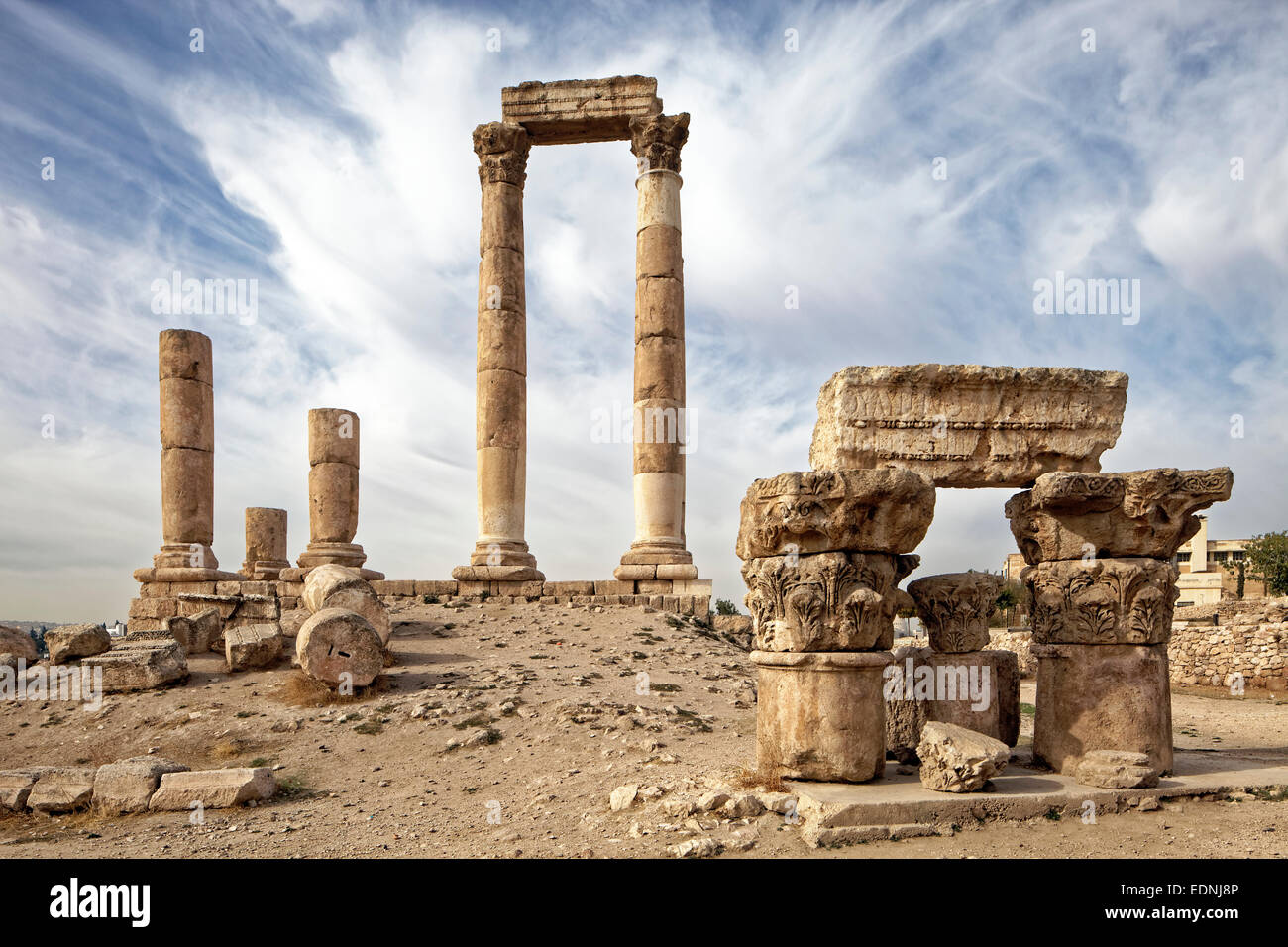 Tempio di Ercole, Jabal el Qala, cittadella di Amman, rovine, colonne, Amman, Giordania Foto Stock