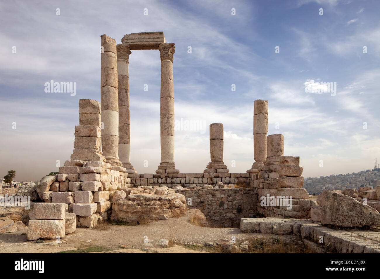 Tempio di Ercole, Jabal el Qala, cittadella di Amman, rovine, colonne, Amman, Giordania Foto Stock