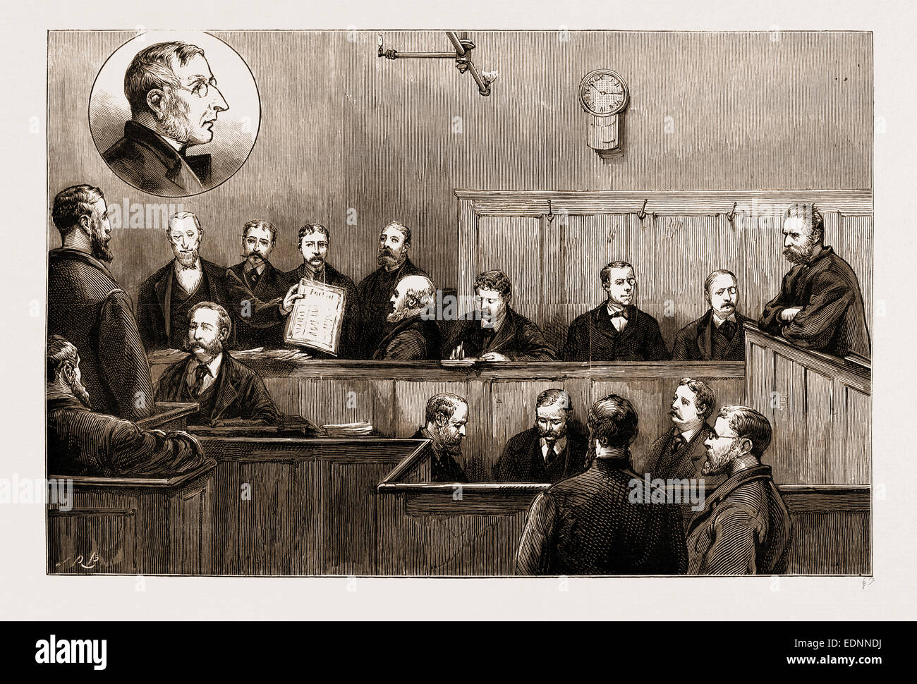 La prosecuzione della "FREIHEIT": ESAME DI HERR JOHANN la maggior parte presso la vecchia strada di prua Tribunale di polizia, LONDRA, REGNO UNITO, 1881 Foto Stock