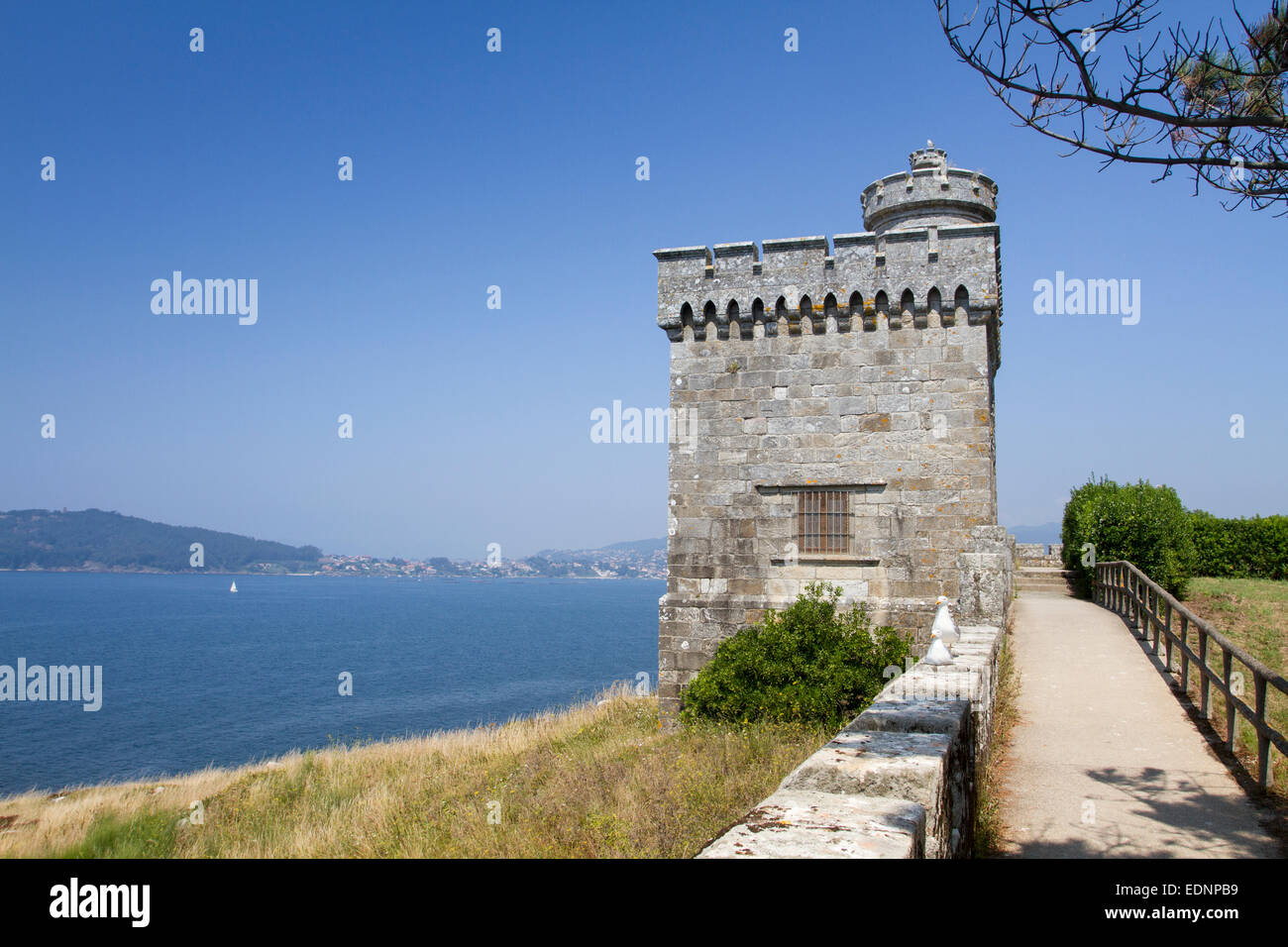Il Castello di Monterreal, Baiona, Galizia, Spagna Foto Stock