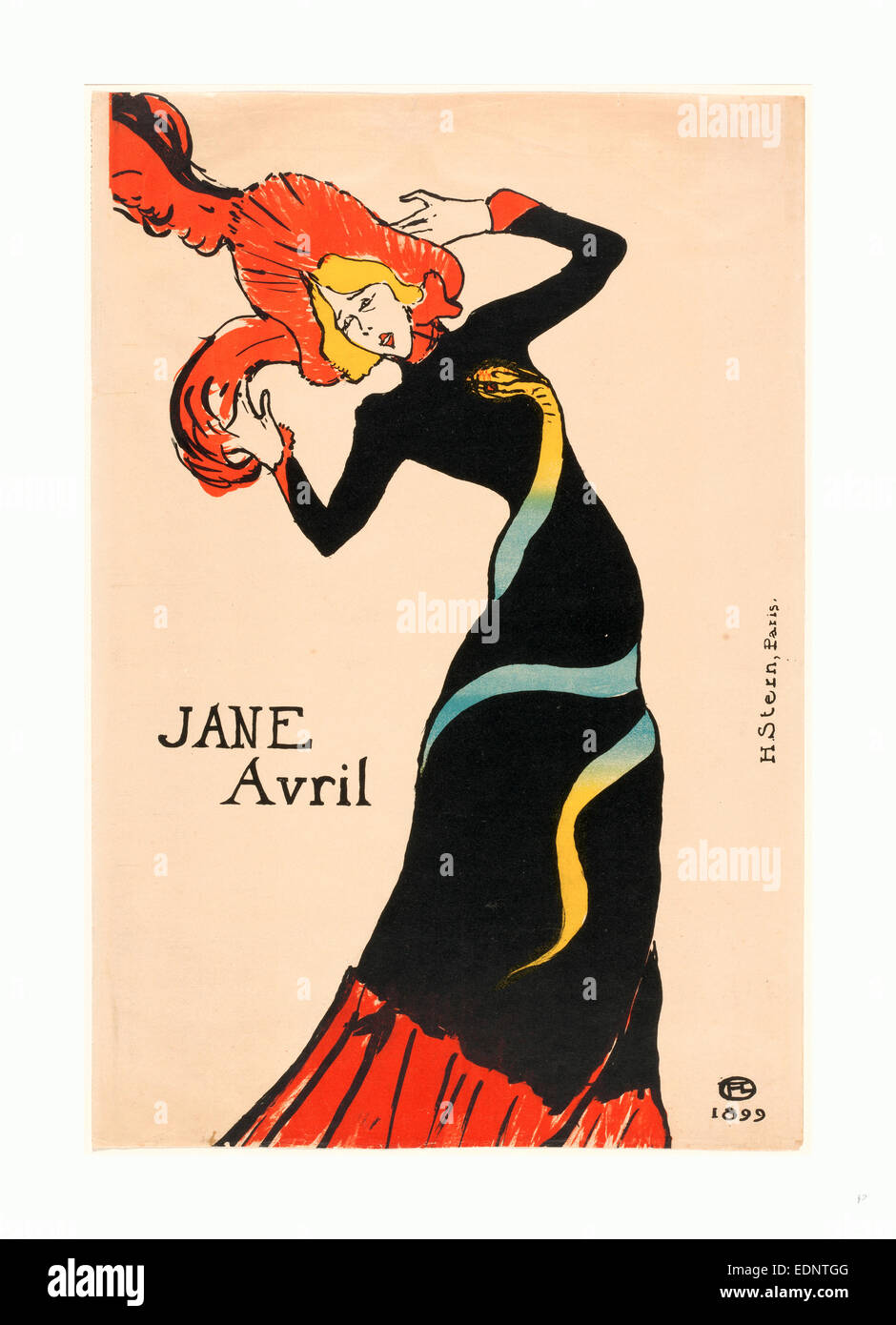 Henri de Toulouse-Lautrec (francese, 1864 1901 ), Jane Avril, 1899, Litografia a colori Foto Stock