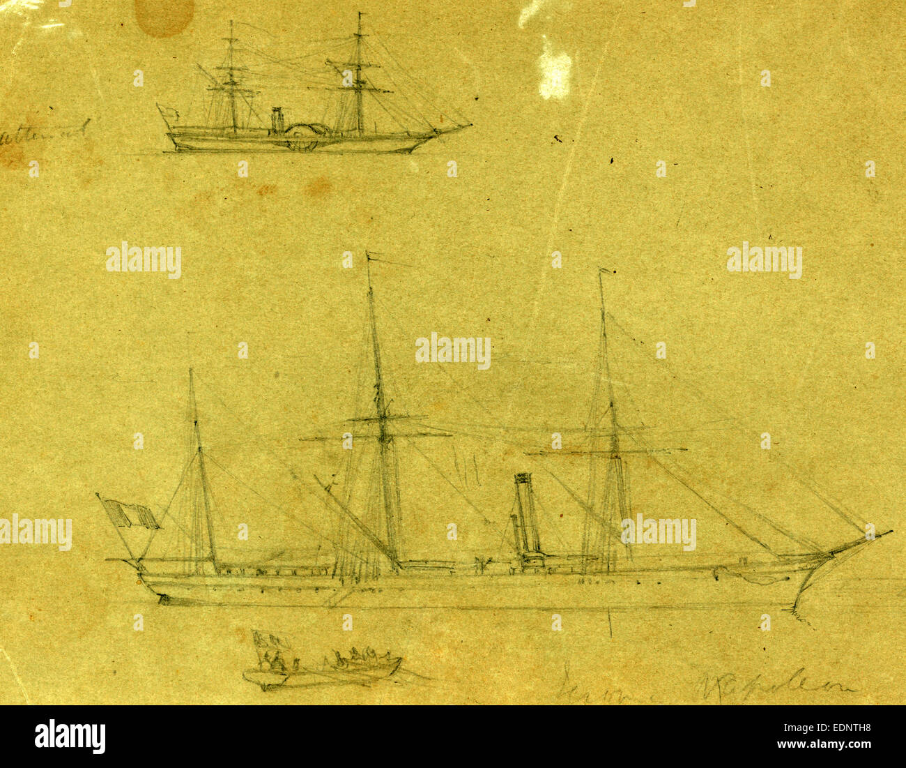 Cattena? E Girolamo Napoleone, tra il 1860 e il 1865, disegno su carta verde matita, 16.9 x 22.6 cm. (Foglio), 1862-1865 Foto Stock