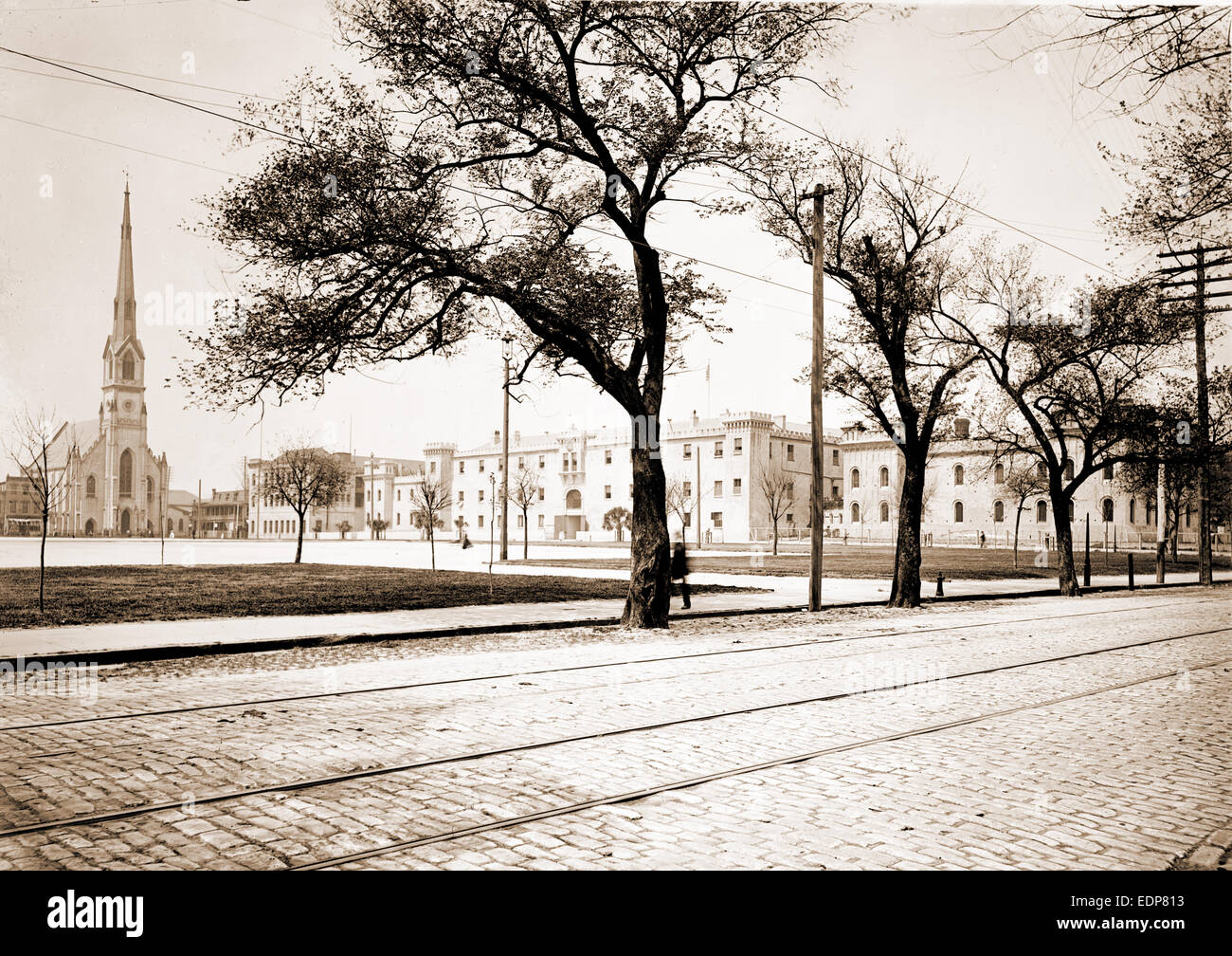 La Cittadella, Marion Square, Charleston, S.C, istruzione militare, attrezzature didattiche, piazze, Stati Uniti, Carolina del Sud Foto Stock