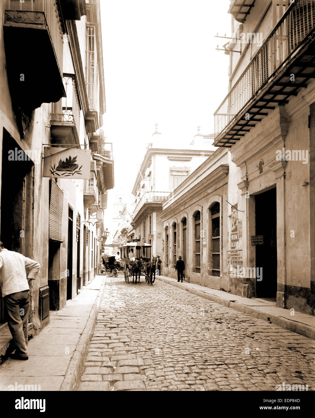 O'Rielly cioè O'Reilly street, Avana, strade, Cuba, La Habana, 1900 Foto Stock