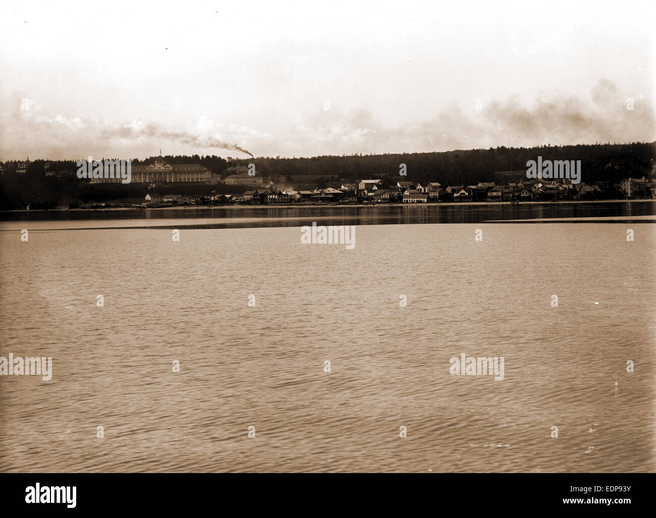 Grand Hotel e la città di isola di Mackinac, Mich, Hotels, Resorts, canali, Stati Uniti, Michigan, isola di Mackinac, 1900 Foto Stock