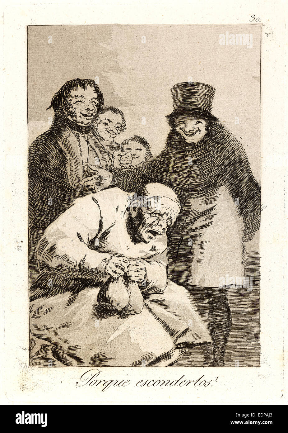 Francisco de Goya (Spagnolo, 1746-1828). Porque esconderlos? (Perché nasconderli?), 1796-1797. Da Los Caprichos, n. 30. Attacco Foto Stock