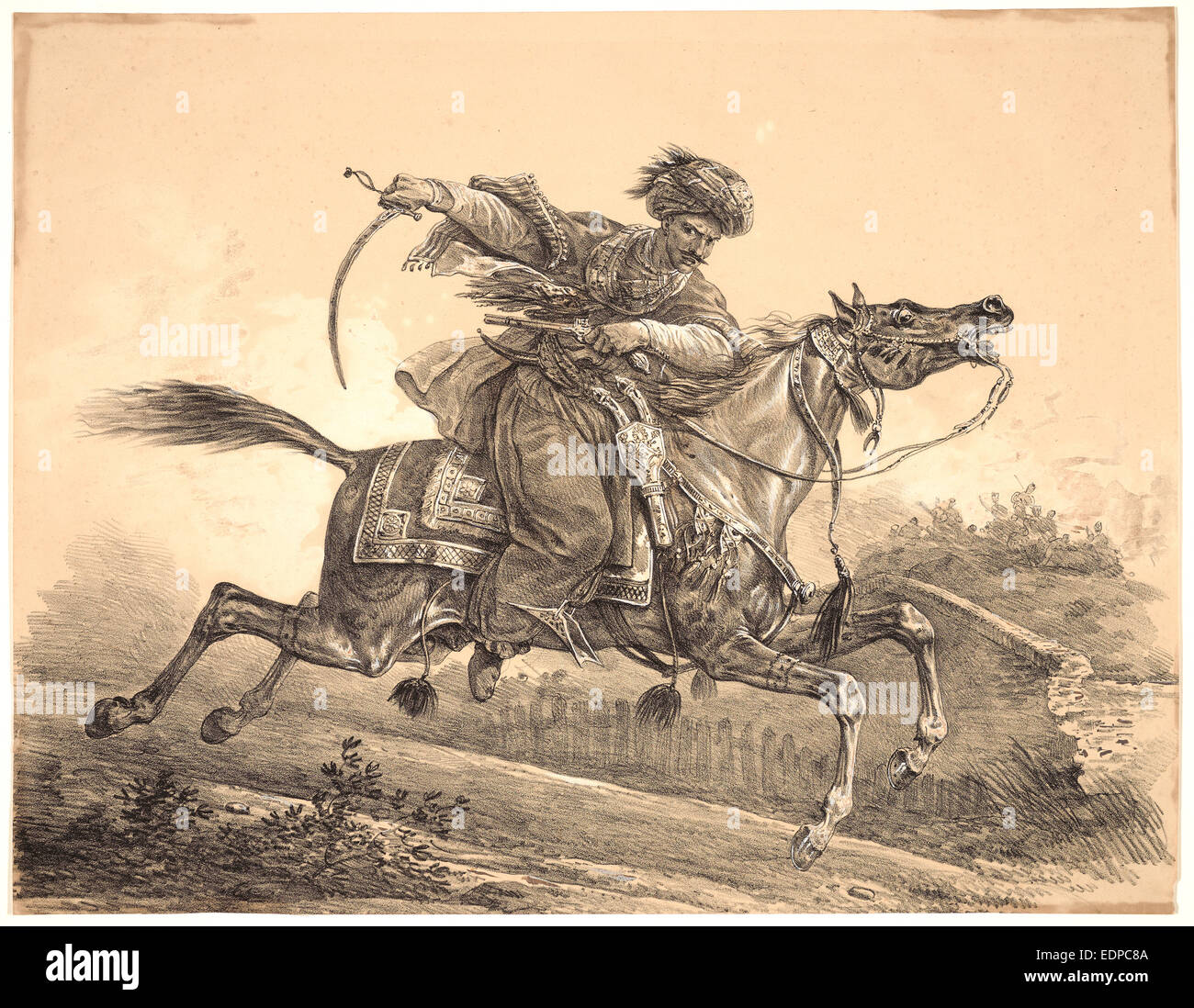 Carle Vernet (aka Antoine Charles Horace Vernet, francese, 1758 - 1836). Mohammedan Rider con Sabre e pistola Foto Stock