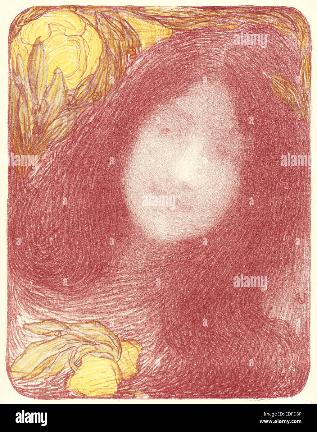 Edmond François Aman-Jean (francese, 1858 - 1936). Sotto i fiori (Sous les  Fleurs), ca. 1897. Litografia a colori su carta intessuta Foto stock - Alamy