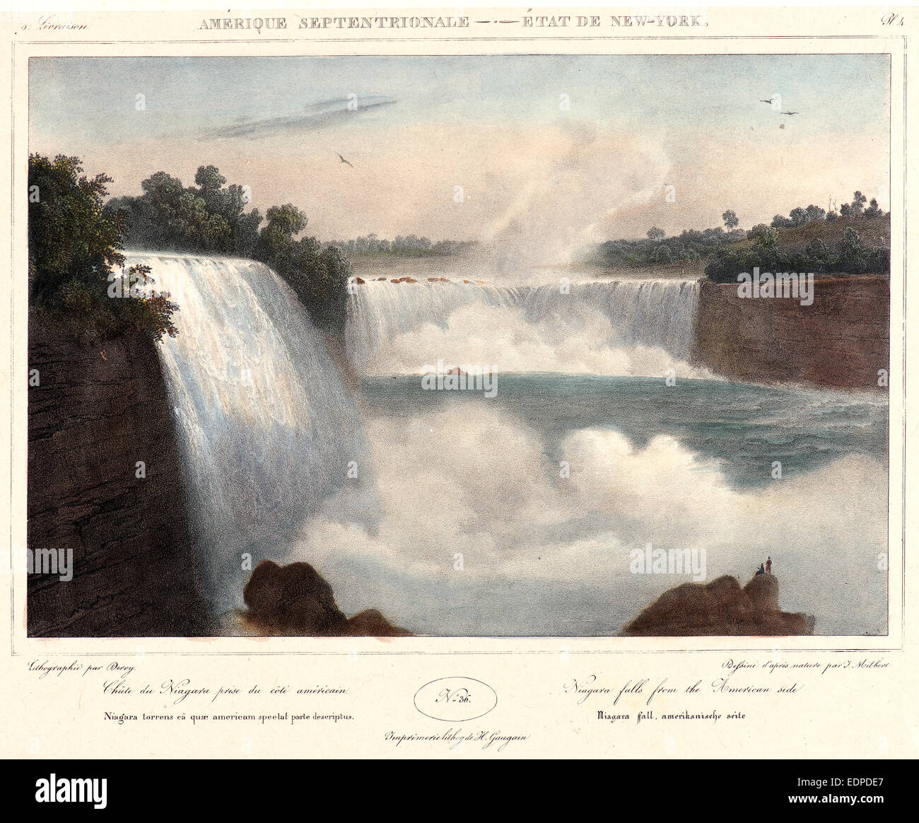 Deroy Isidore-Laurent (francese, 1797 - 1886) dopo Jacques Gerard Milbert (francese, 1766 - 1840). Cascate del Niagara Foto Stock