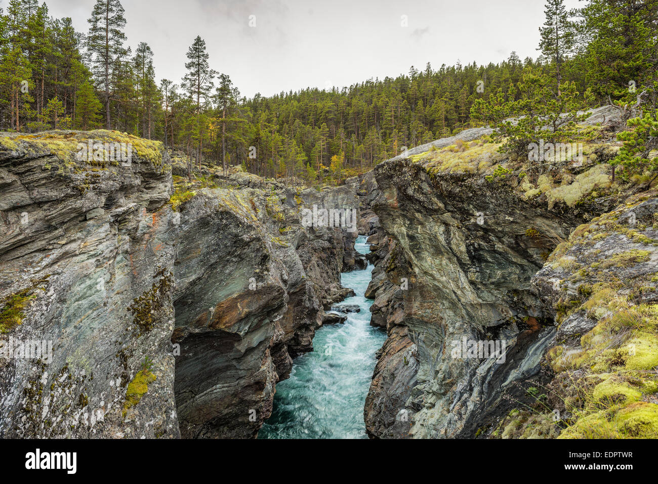 Ridderspranget (il cavaliere del salto) nel Parco nazionale di Jotunheimen, Norvegia Foto Stock