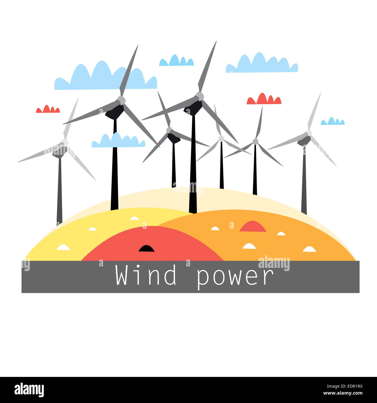 Grafici a colori illustrazione il potere di vento su sfondo bianco Foto Stock