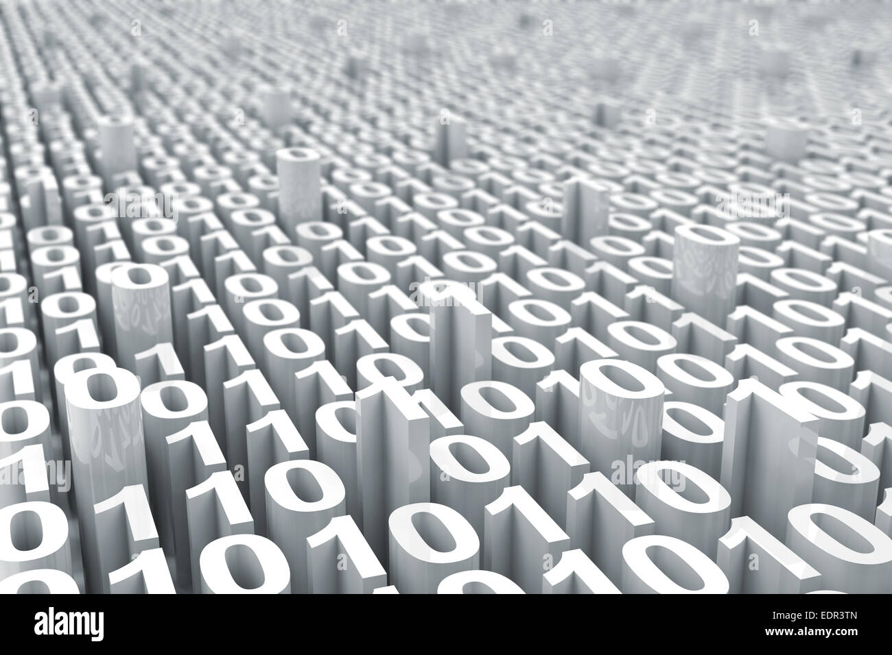 Abstract digitale bianco codice binario sfondo con profondità di campo Foto Stock
