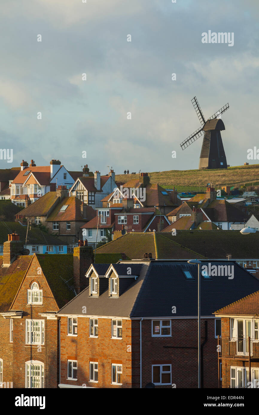 Tramonto in inverno a Rottingdean village, East Sussex, Inghilterra. Foto Stock