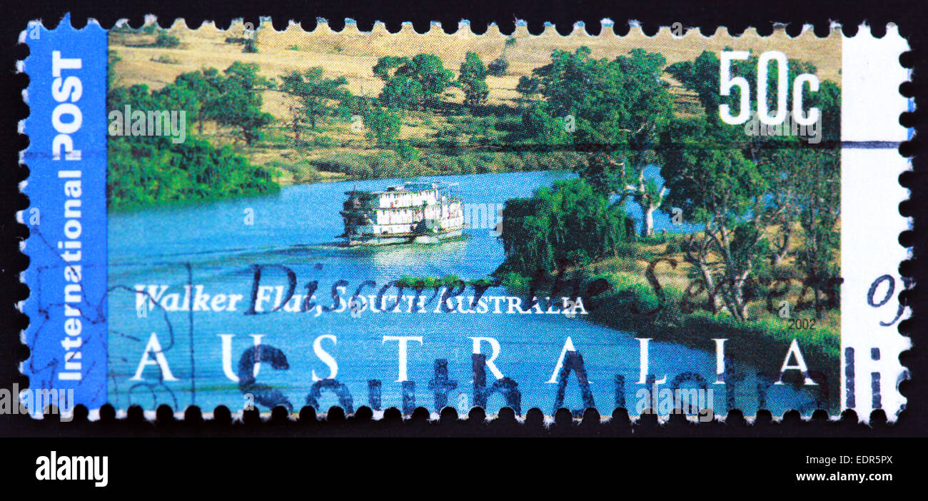 Usato e con timbro postale Australia / Timbro Austrailian 50c Walker Flat Sud 50c 2002 Foto Stock