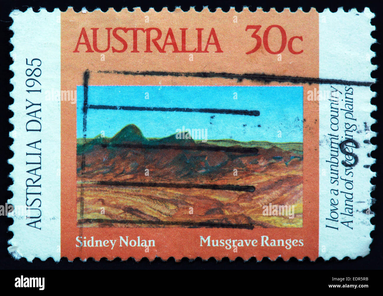 Usato e con timbro postale Australia / Timbro Austrailian 30c giorno 1985 Sidney Nolan Musgrave varia Foto Stock