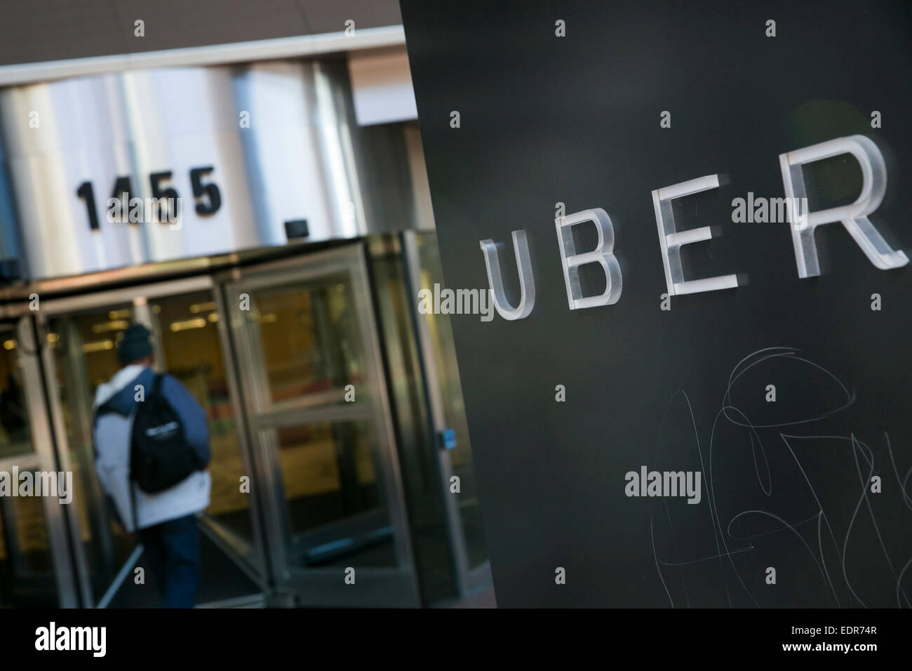 La sede centrale di Uber nel centro cittadino di San Francisco, California. Foto Stock