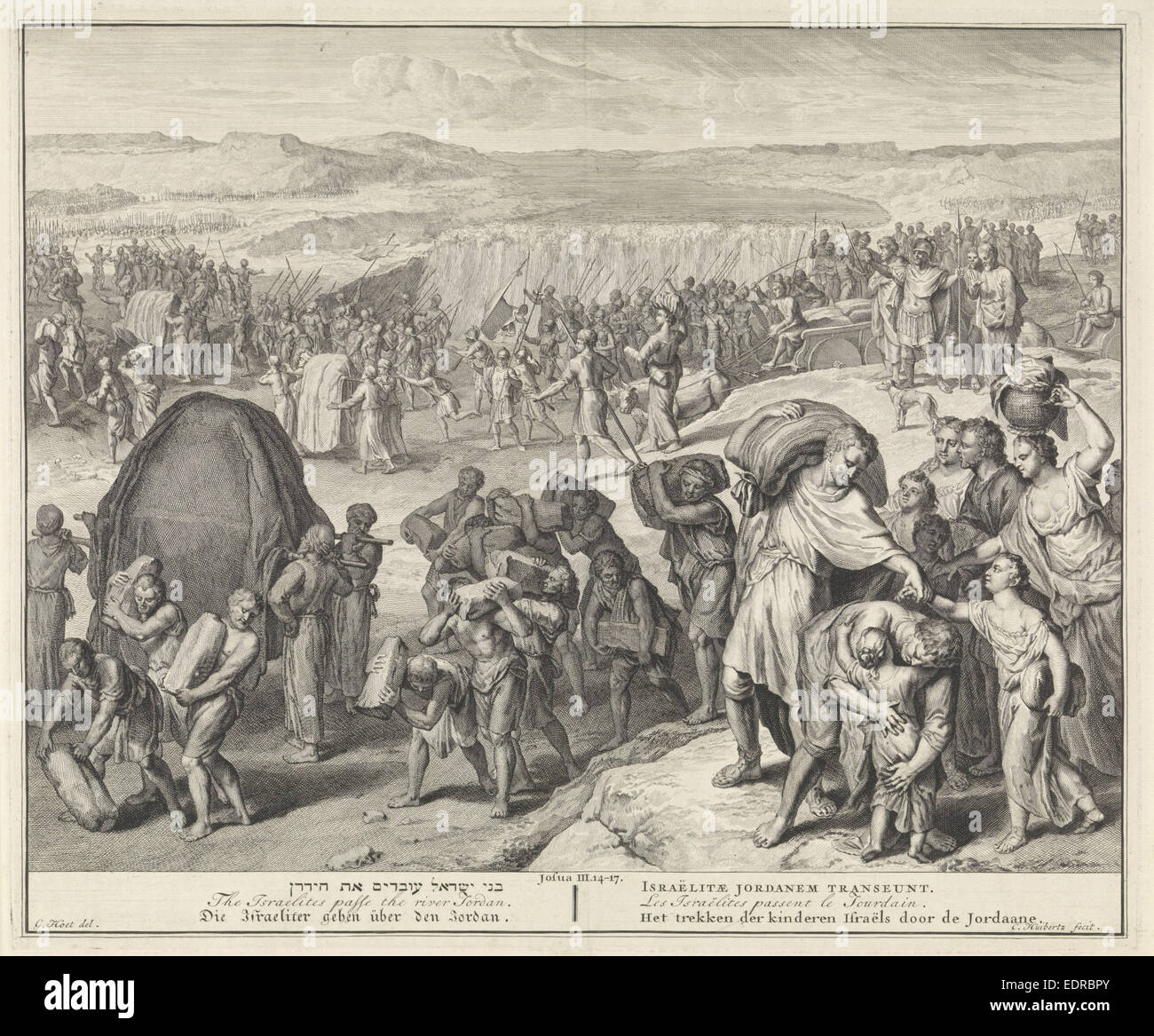 Attraversando il Giordano, Cornelis Huyberts, 1720 - 1728 Foto Stock