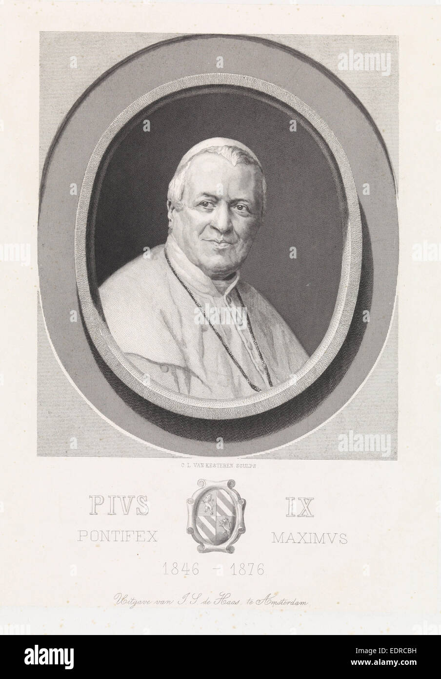 Ritratto di papa Pio IX, Christiaan Lodewijk van Kesteren, I.S. de Haas, 1876 - 1881 Foto Stock