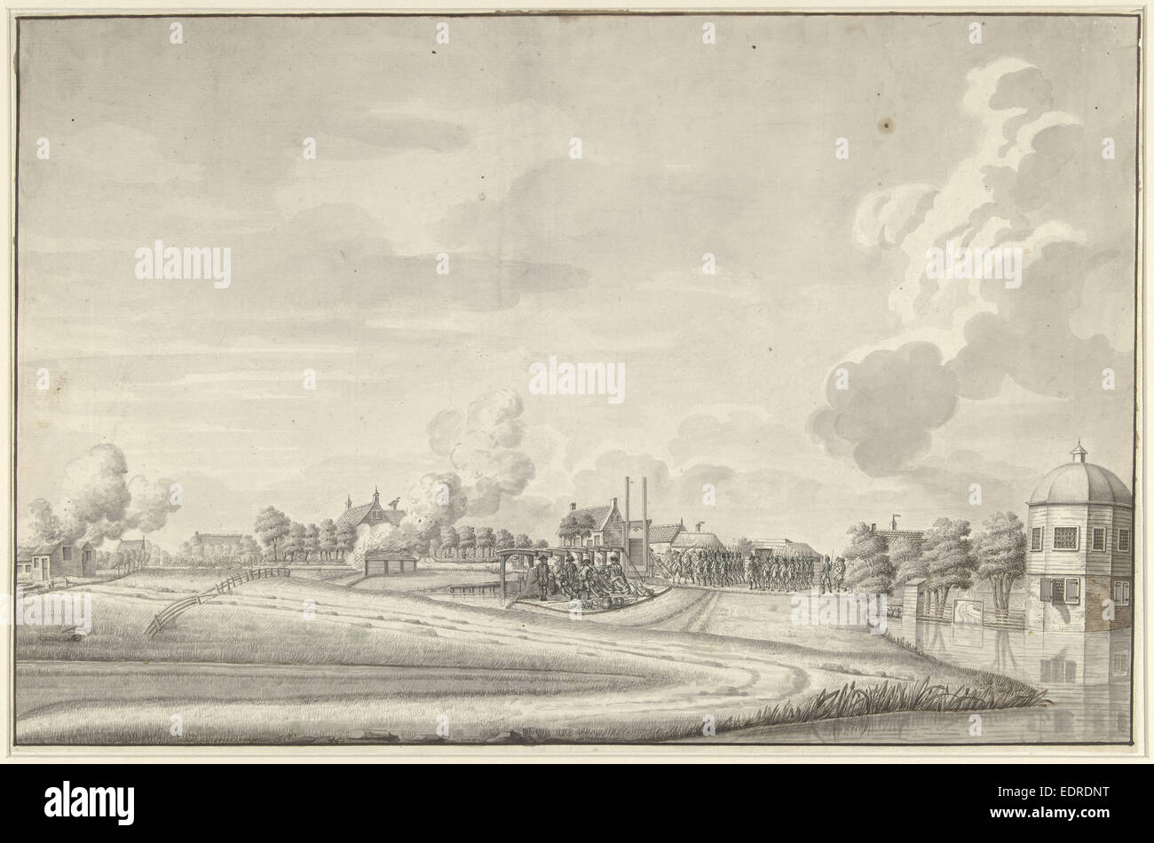 L'attacco dei Prussiani sotto il duca di Brunswick a Amstelveen, Ottobre 1, 1787, Paesi Bassi Foto Stock