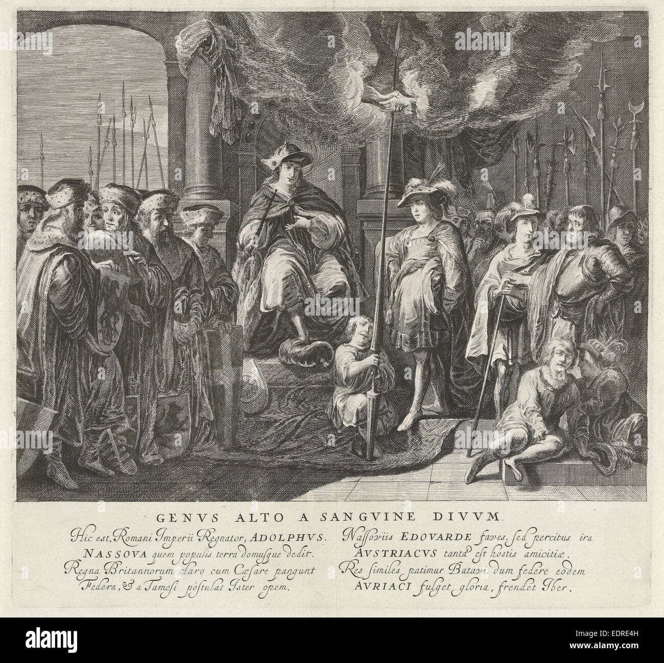 Tableau vivant con l'alleanza fra il re Adolf di Nassau e del re inglese Edward Ho nel 1294 Foto Stock