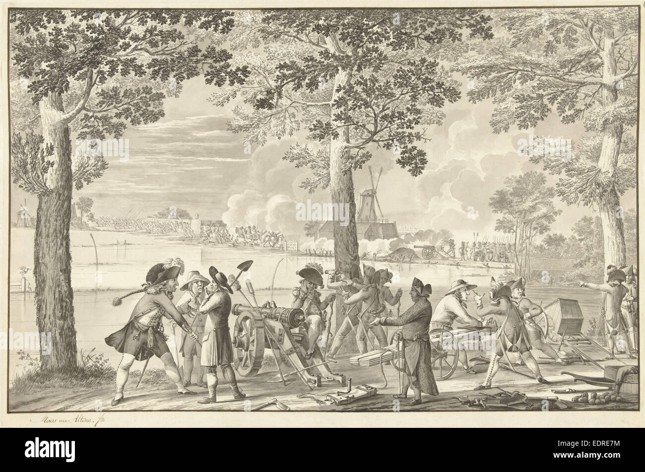 Attacco delle truppe prussiana in Weesp, Settembre 30, 1787 Paesi Bassi, Maas van Altena, 1789 - 1791 Foto Stock