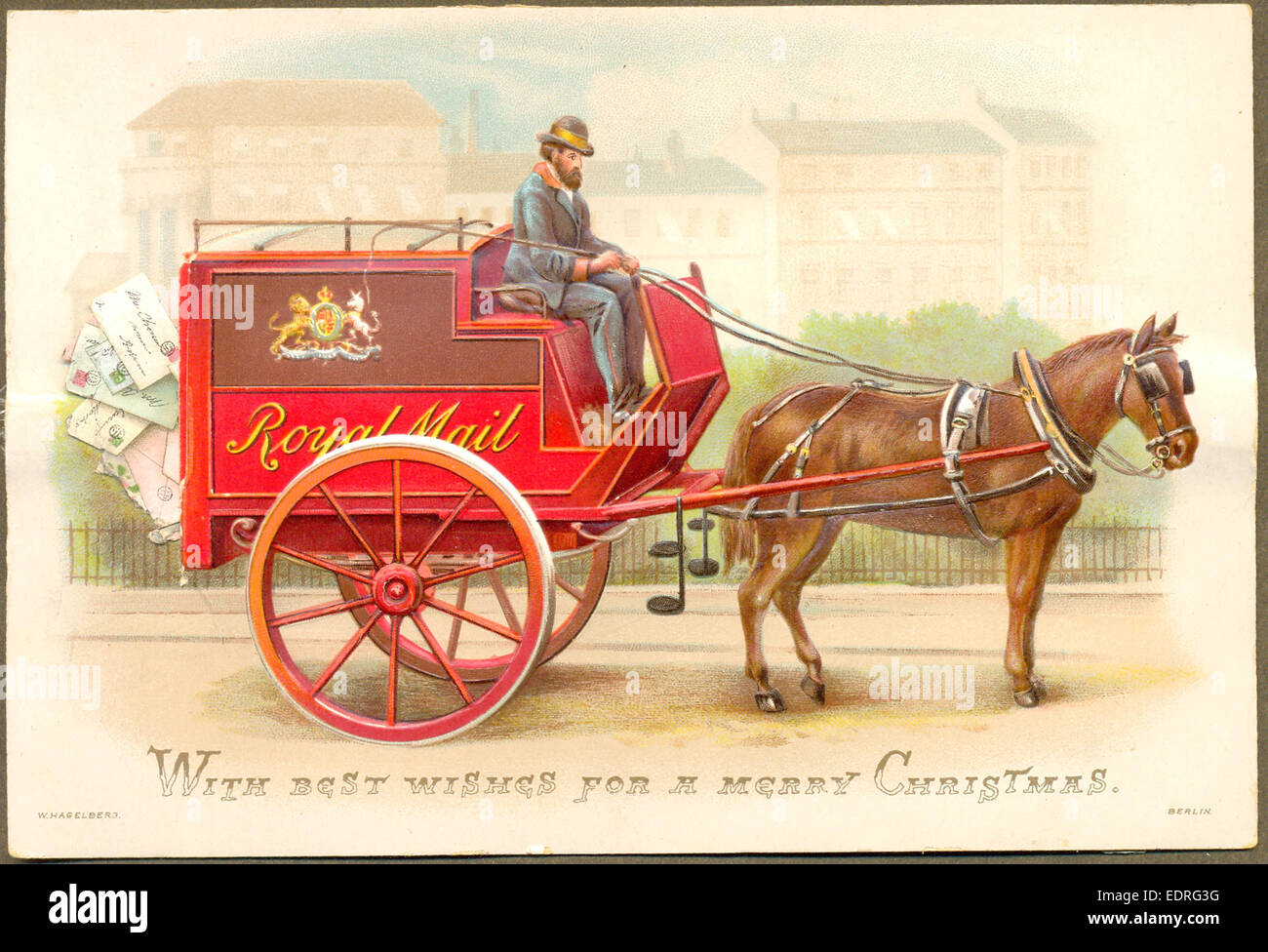 Biglietto d'auguri vittoriano chromolithographed Natale circa 1848 Foto Stock