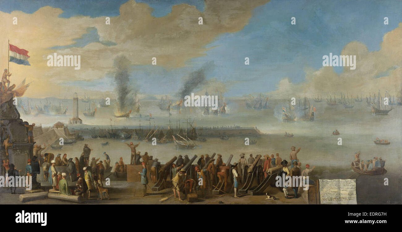 Battaglia di Livorno, 14 marzo 1653, un incidente dalla prima guerra anglo-olandese, anonimo, dopo 1653 - 1660 Foto Stock
