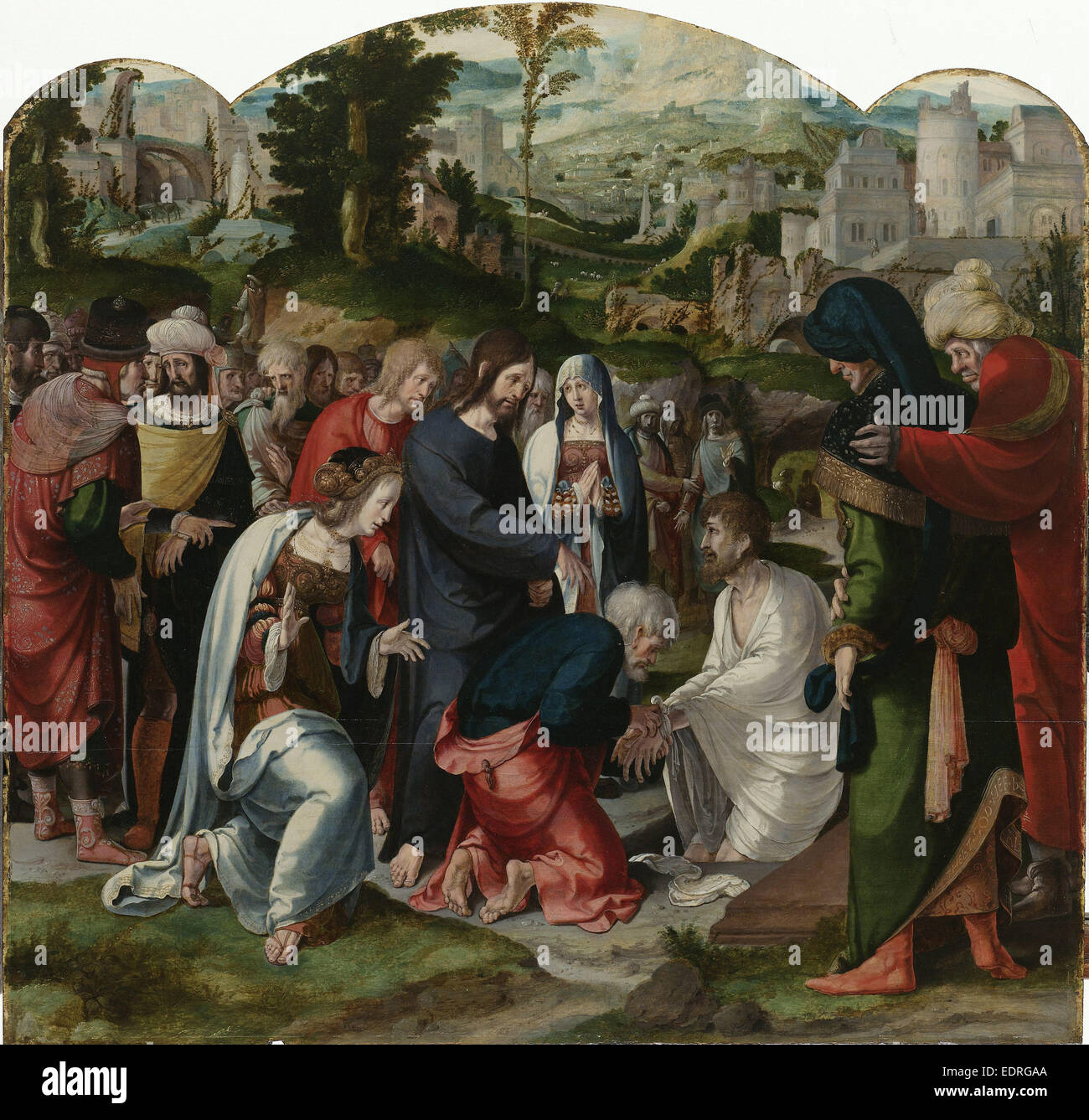 La Risurrezione di Lazzaro, attribuito a Aertgen Claesz van Leyden, c. 1530 - c. 1535 Foto Stock