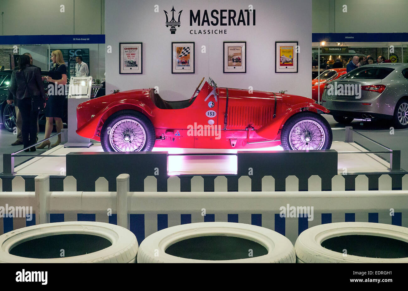 Londra, Regno Unito. 08 gen 2015. London Classic Car Show a Excel di Londra. Vintage Maserati sul display. Credito: Martyn Goddard/Alamy Live News Foto Stock