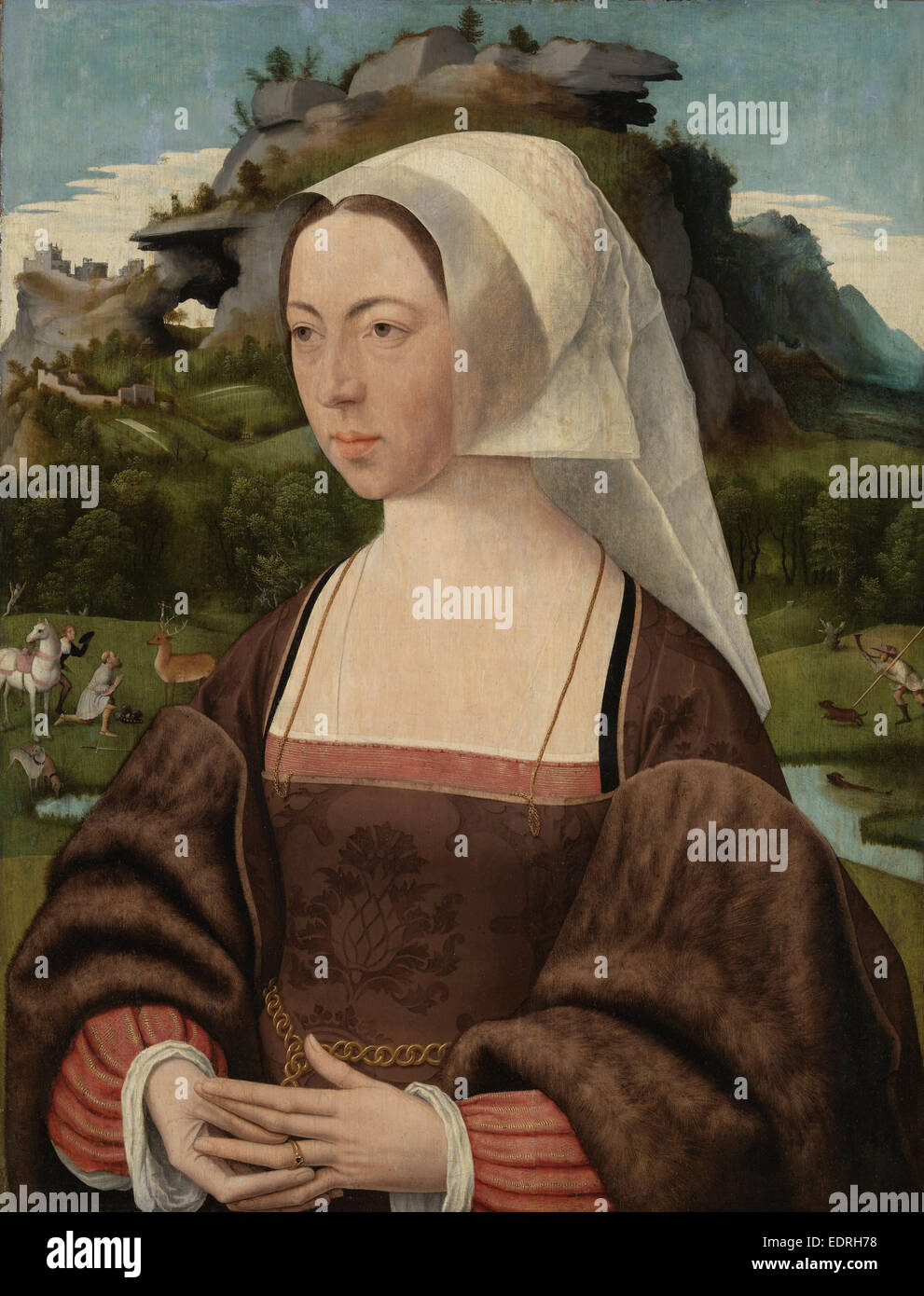Ritratto di una donna sconosciuta, Jan Jansz Mostaert, c. 1525 Foto Stock